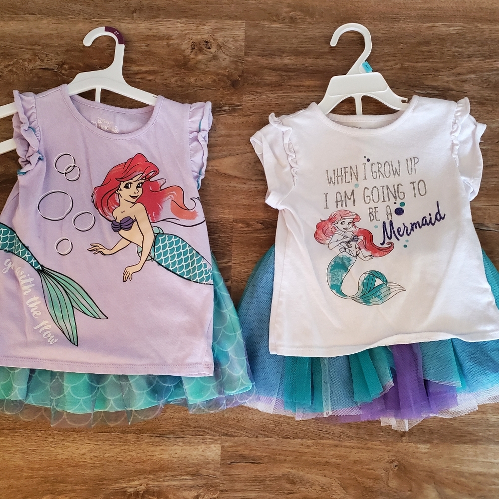Disney Princess Little Mermaid 2 sets toddler 5t size outfits or dress up